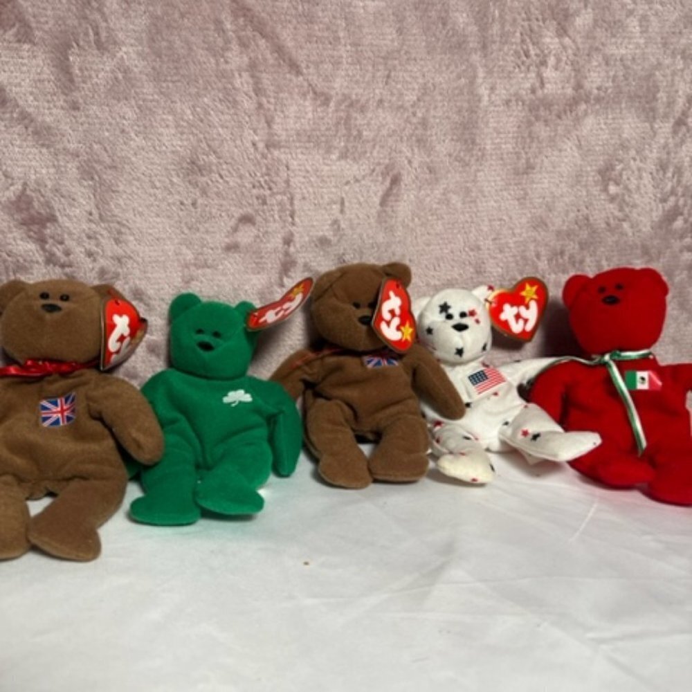 TY Beanie Babies Bundle (5) Bears International Multi Colored Most New With Tag